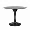 Verve 27 Round Dining Table, Black Base with Laminated White Marbleized Top