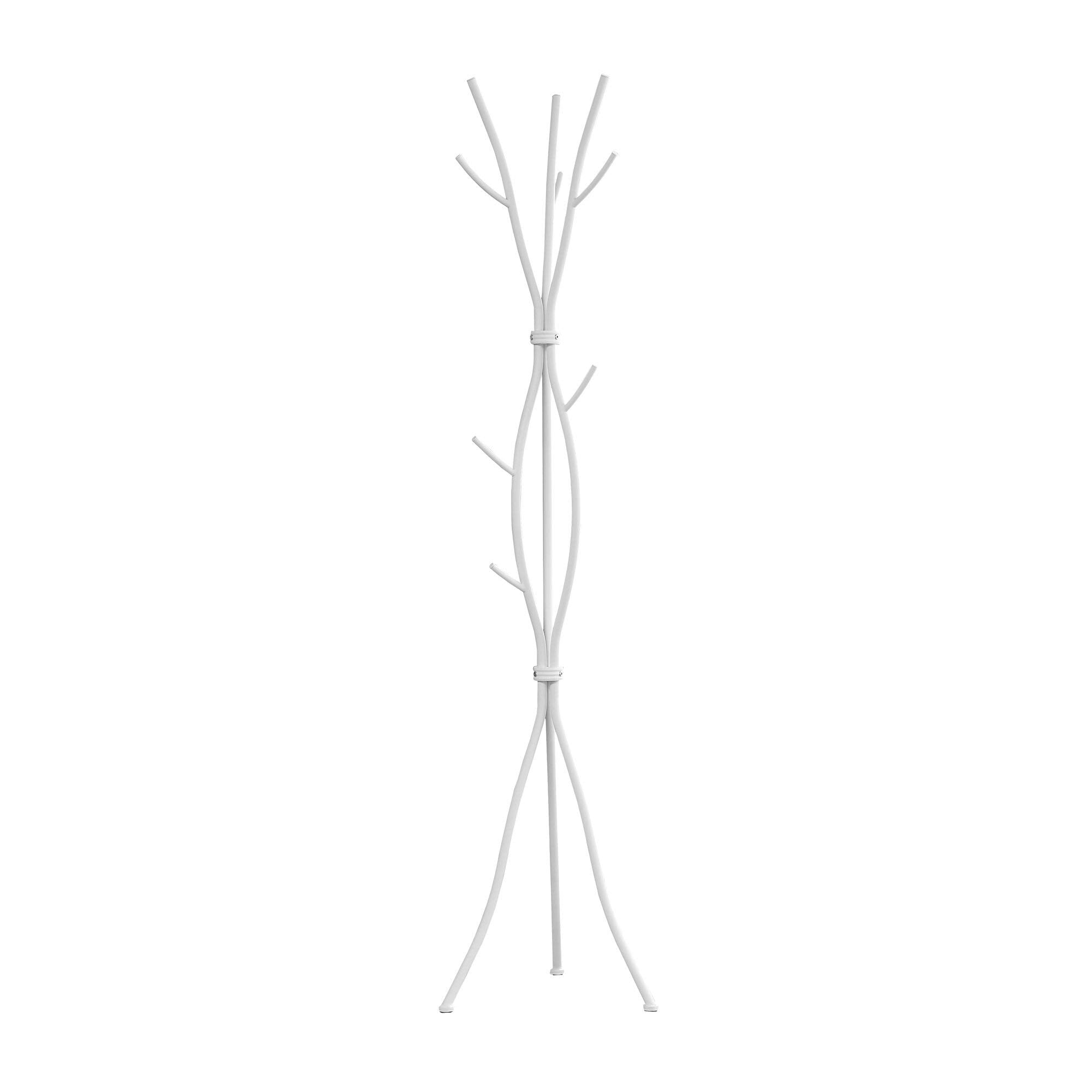 Monarch Specialties I 2063, Hall Tree, Free Standing, 11 Hooks, Entryway, 74 H, Bedroom, Metal, White, Contemporary, Modern Coa