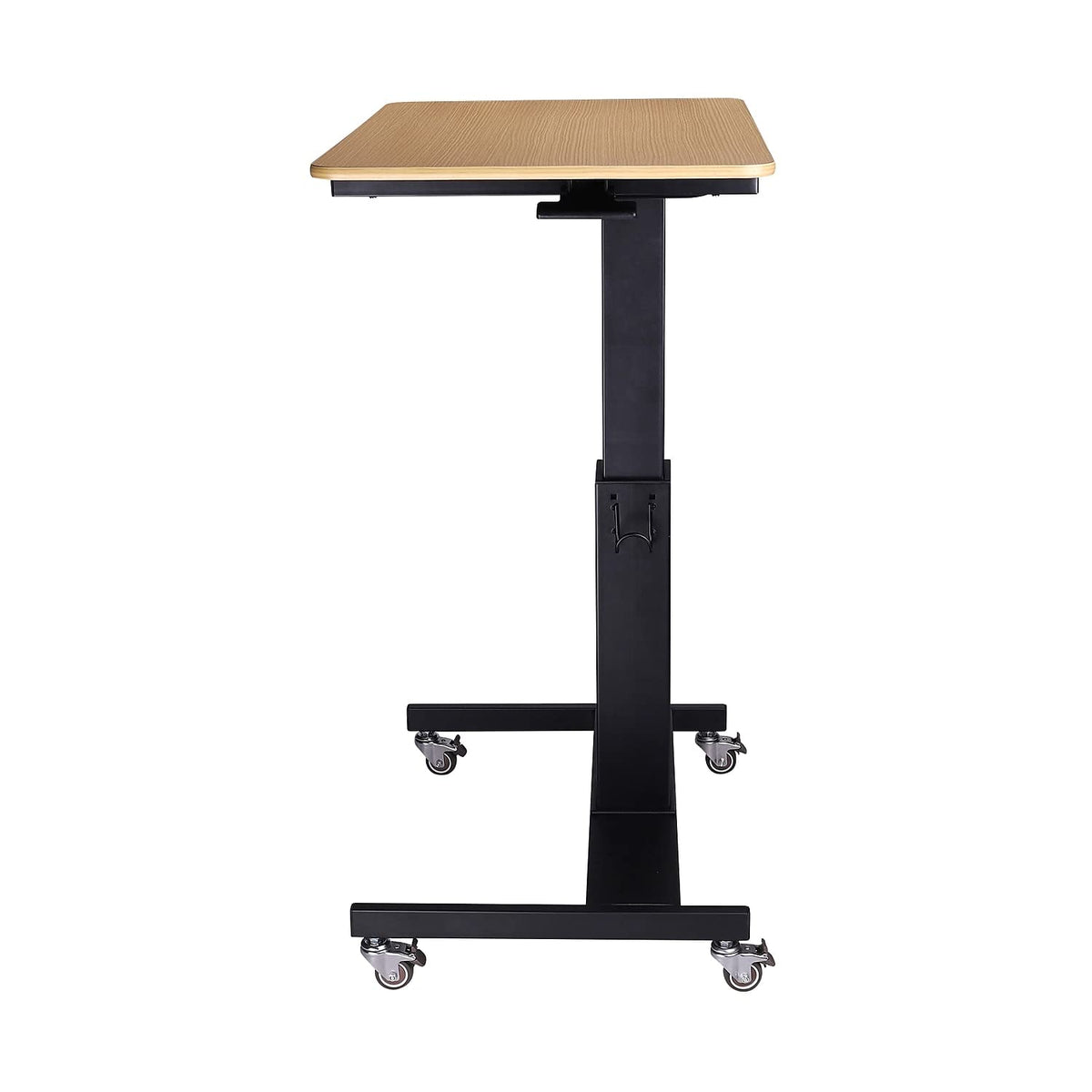 Rocelco 28" Height Adjustable Mobile School Standing Desk - Quick Sit Stand Up Home Computer Workstation - Gas Spring Assist Office Laptop Riser Cart - Wood Grain (R MSD-28)
