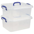 Morcte 8 L Clear Latching Box, Plastic Storage Bin with Handle, 2-Pack