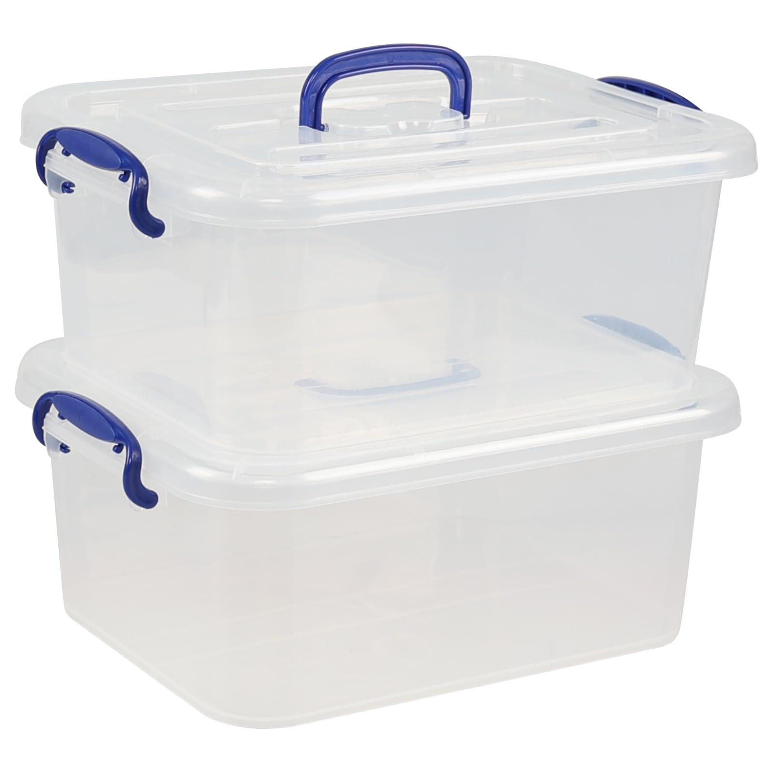 Morcte 8 L Clear Latching Box, Plastic Storage Bin with Handle, 2-Pack