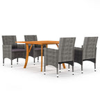 vidaXL Patio Dining Set 5 Piece Outdoor Garden Terrace Yard Patio Table and Chair Seating Seat Sitting Chair Dining Set Furniture Gray