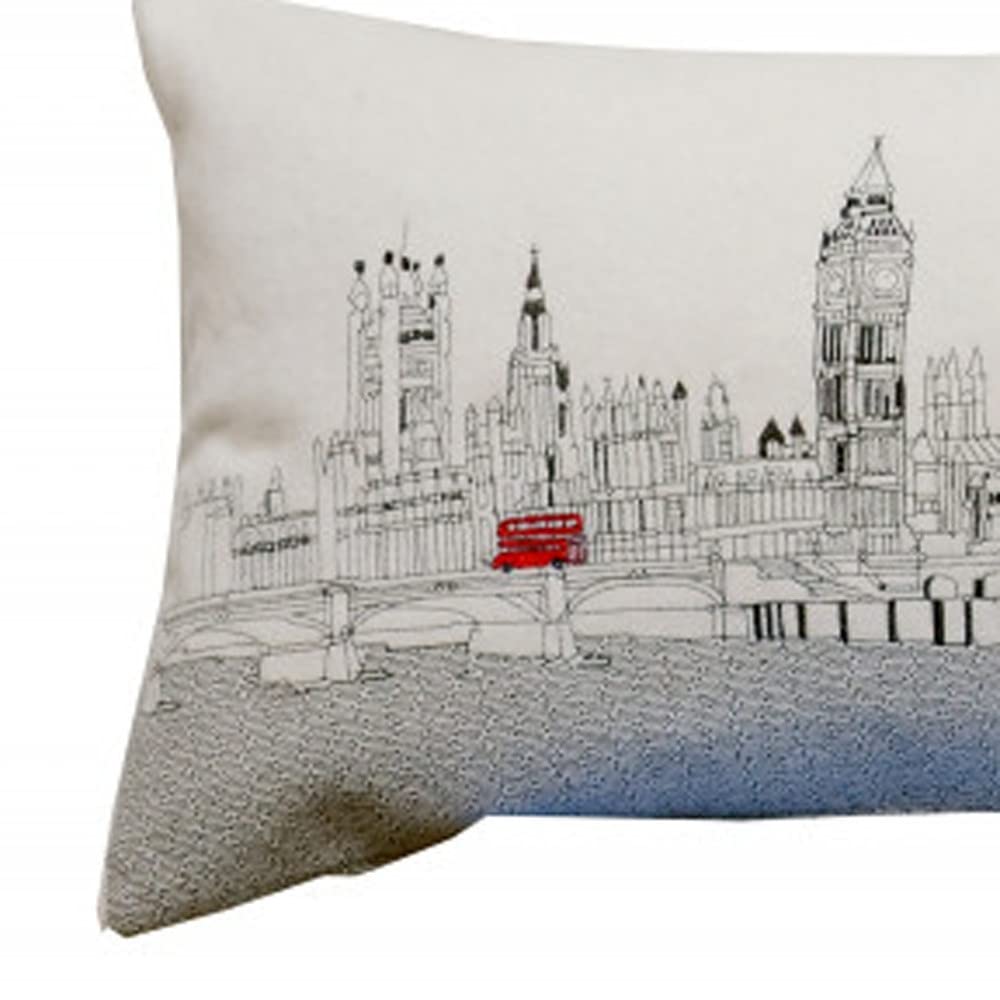 HomeRoots Cream 45' White London Daylight Skyline Lumbar Decorative Pillow