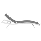 Modway Glimpse Aluminum Mesh Outdoor Patio Poolside Deck Chaise Lounge Chair in White Gray