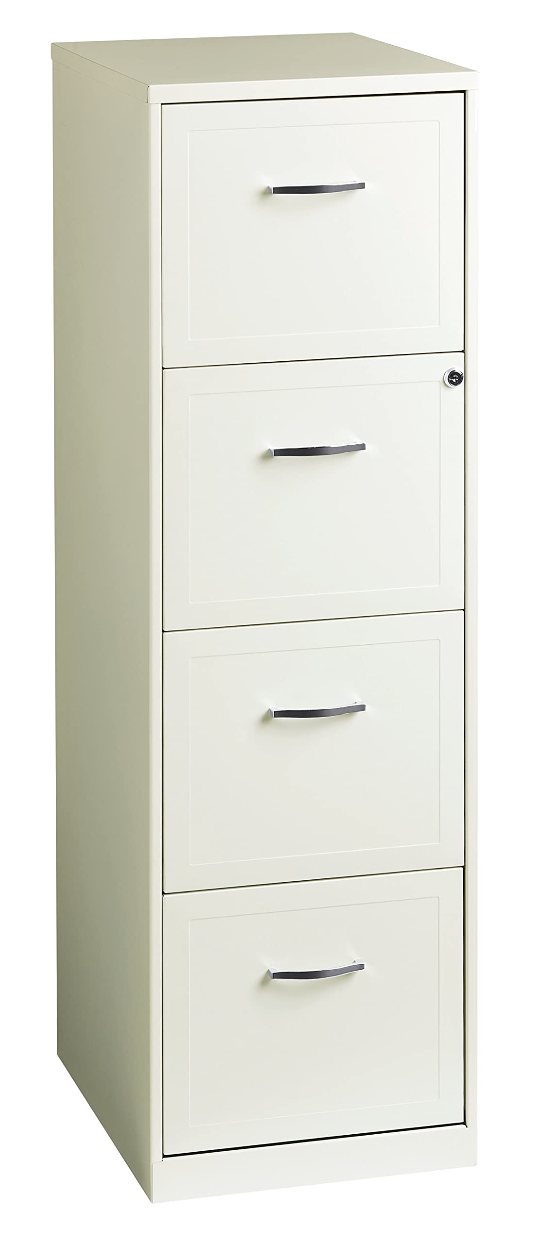 Space Solutions Deep 4 Drawer Smart Letter Width Vertical 18' Metal File Cabinet, Black, Pearl White