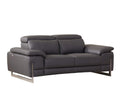HomeRoots Dark Gray 31 Tasteful Dark Grey Leather Loveseat