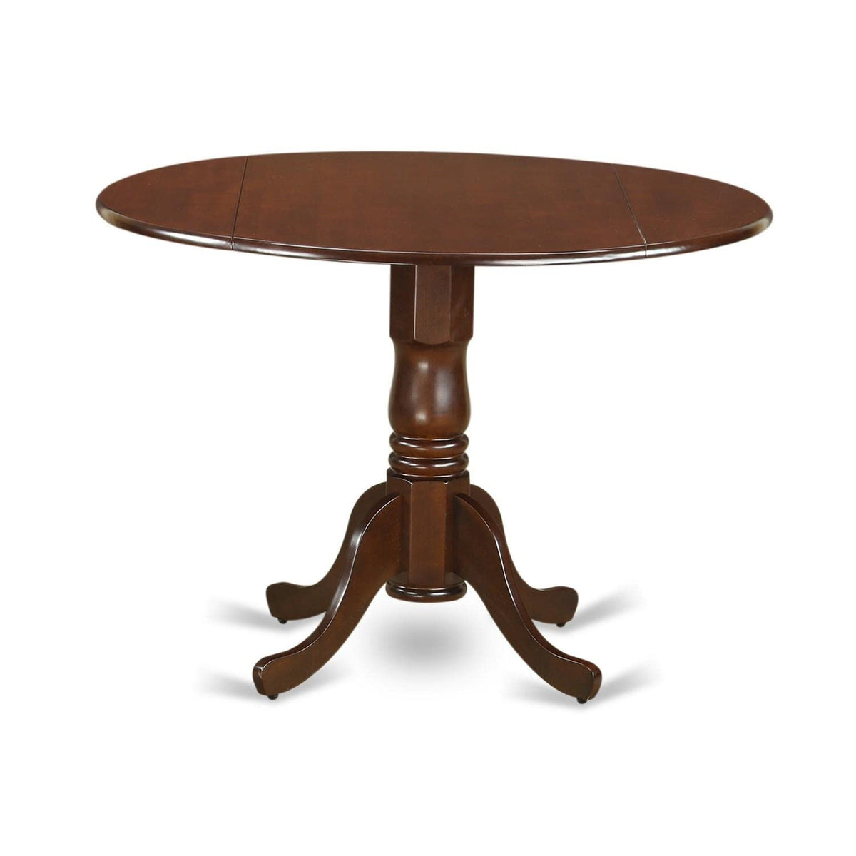 East West Furniture Dlda3-Mah-C 3 Piece Modern Dining Table Set Contains A Round Wooden Table With Dropleaf And 2 Linen Fabric Dining Room Chairs, 42X42 Inch, Mahogany