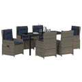 vidaXL Garden Dining Set 7 pcs Gray Poly rattan