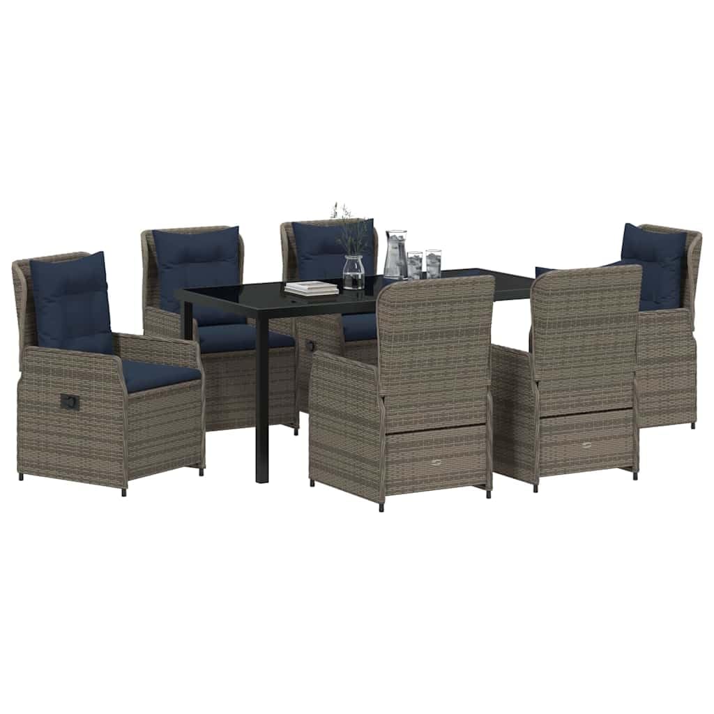 vidaXL Garden Dining Set 7 pcs Gray Poly rattan