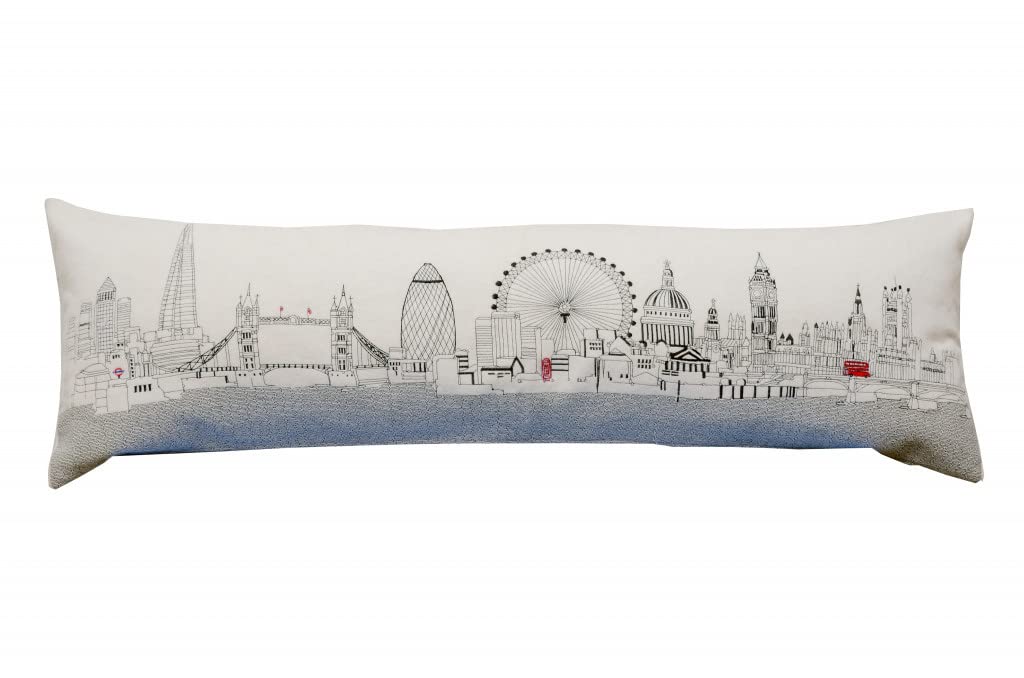 HomeRoots Cream 45' White London Daylight Skyline Lumbar Decorative Pillow