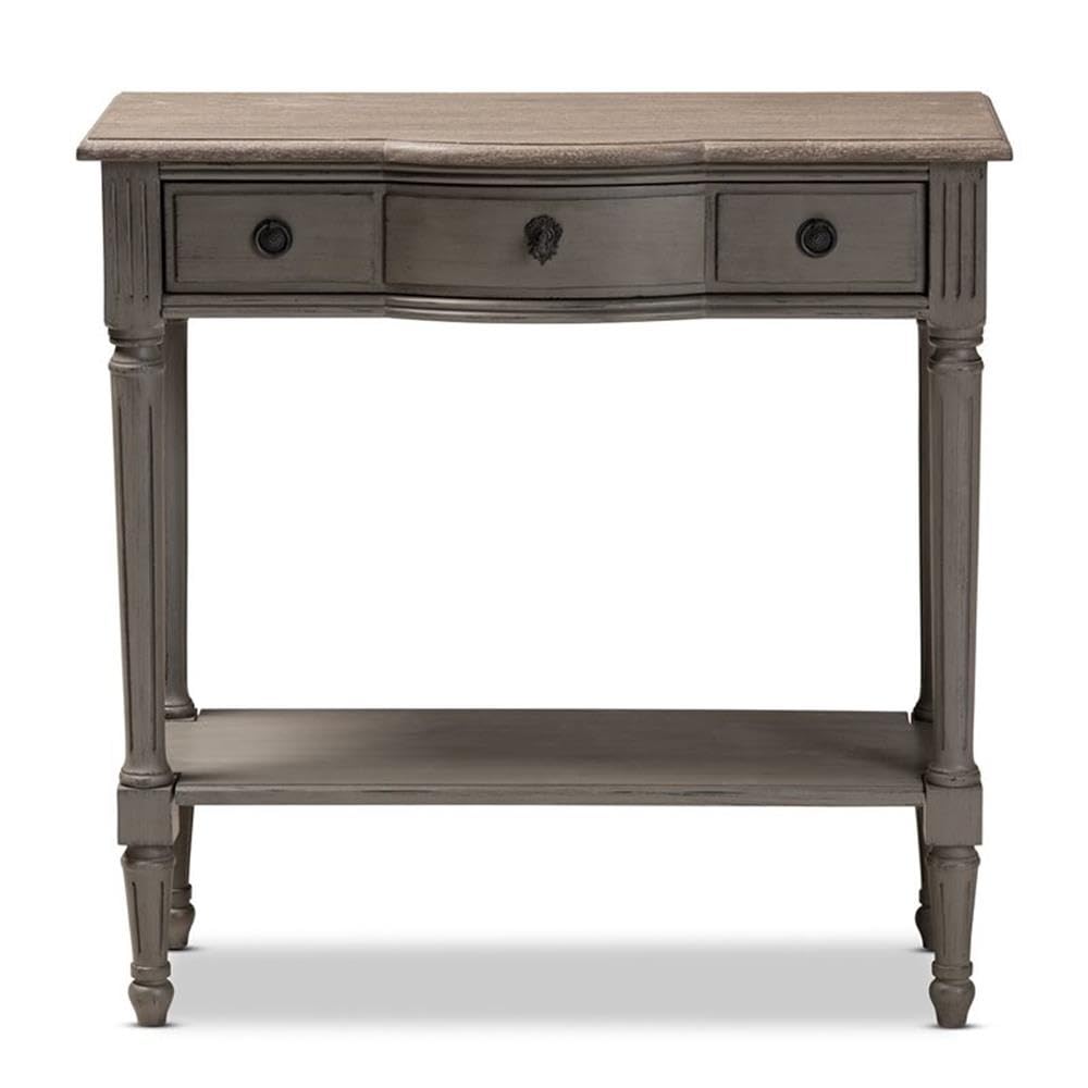 Baxton Studio Noelle French Provincial Gray Finished 1-Drawer Wood Console Table Gray/Wood