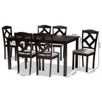 Baxton Studio Ruth Modern Transitional Grey Fabric Upholstered and Dark Brown Finished Wood 7-Piece Dining Set