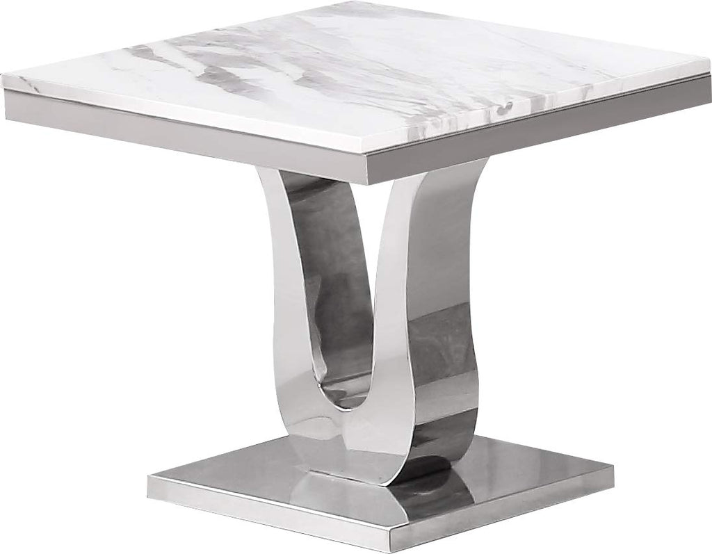 Best Quality Furniture 2Pc (Coffee And End Tables) White, Silver