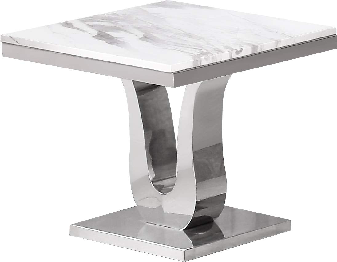 Best Quality Furniture 2Pc (Coffee And End Tables) White, Silver