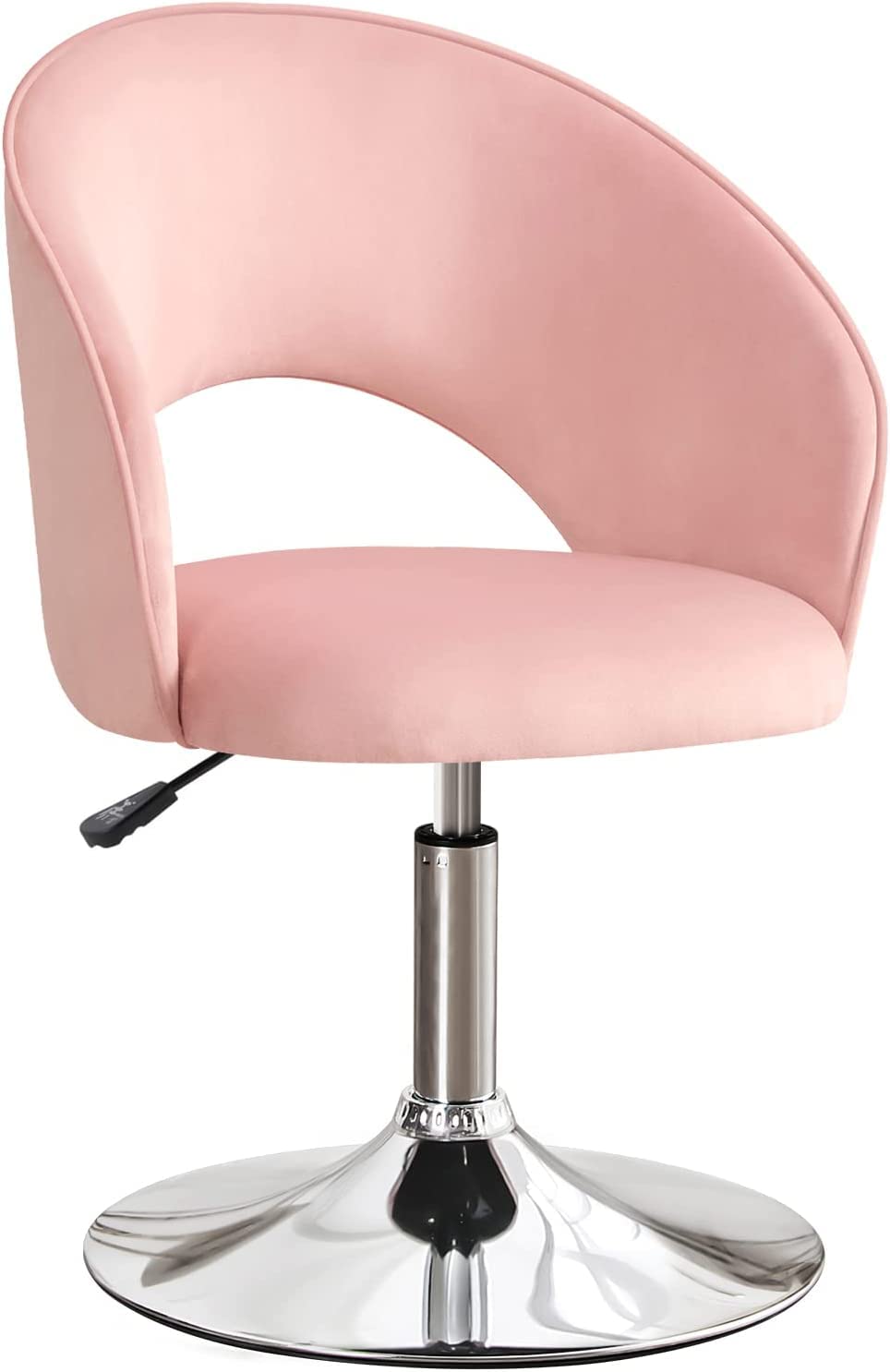 Furniliving Vanity Chair Contemporary Height Adjustable Round Velvet Back Tilt Swivel Accent Chair 360 Swivel Makeup Chair with 