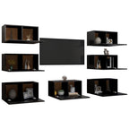 vidaXL 7X TV Cabinets TV Stand HiFi Unit Stereo Plasma Cabinet Entertainment Center Living Room Home Interior Black Engineered Wood