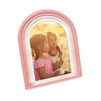 Isaac Jacobs 4x6 Vertical Pink Arc Resin Picture Frame with Gradient Design, Decorative Photo Frame, Tabletop & Wall Display, Ha