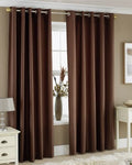 Exporthub 2 Piece Eyelet Polyester Long Door Curtain Set  9ft, Brown