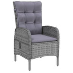 vidaXL Patio Dining Set 7 Piece Garden Outdoor Lawn Yard Terrace Balcony Reclining Table and Chair Seat Seating Recliner Furniture Poly Rattan Gray