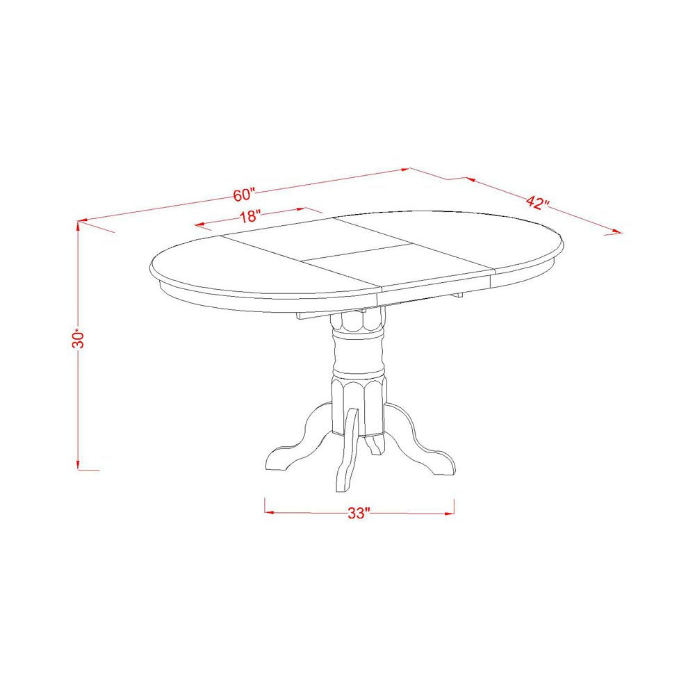 East West Furniture KET-BLK-TP Kenley Modern Kitchen Table - an Oval Dining Table Top with Butterfly Leaf & Pedestal Base, 42x60 Inch, Black & Cherry