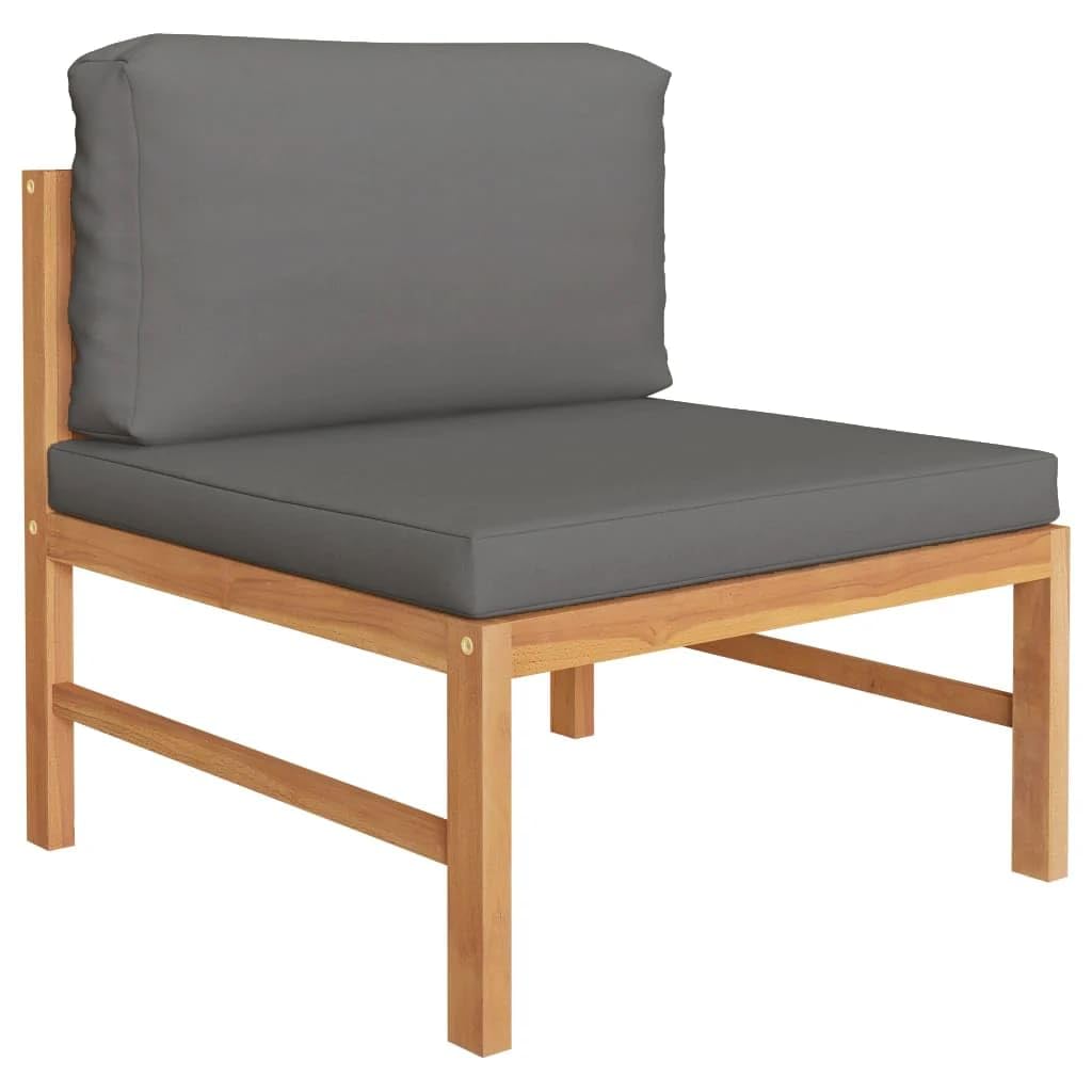 vidaXL Patio Lounge Set - 2 Piece Outdoor Furniture with Dark Gray Cushions - Fine Sanded Teak Hard Wood Elegant Design - Comfortable and Durable