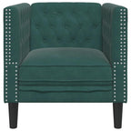 vidaXL Chesterfield Sofa Chair - Dark Green Velvet Upholstered Armchair with Sturdy Legs for Living Room - 28"x29.3"x27.8"