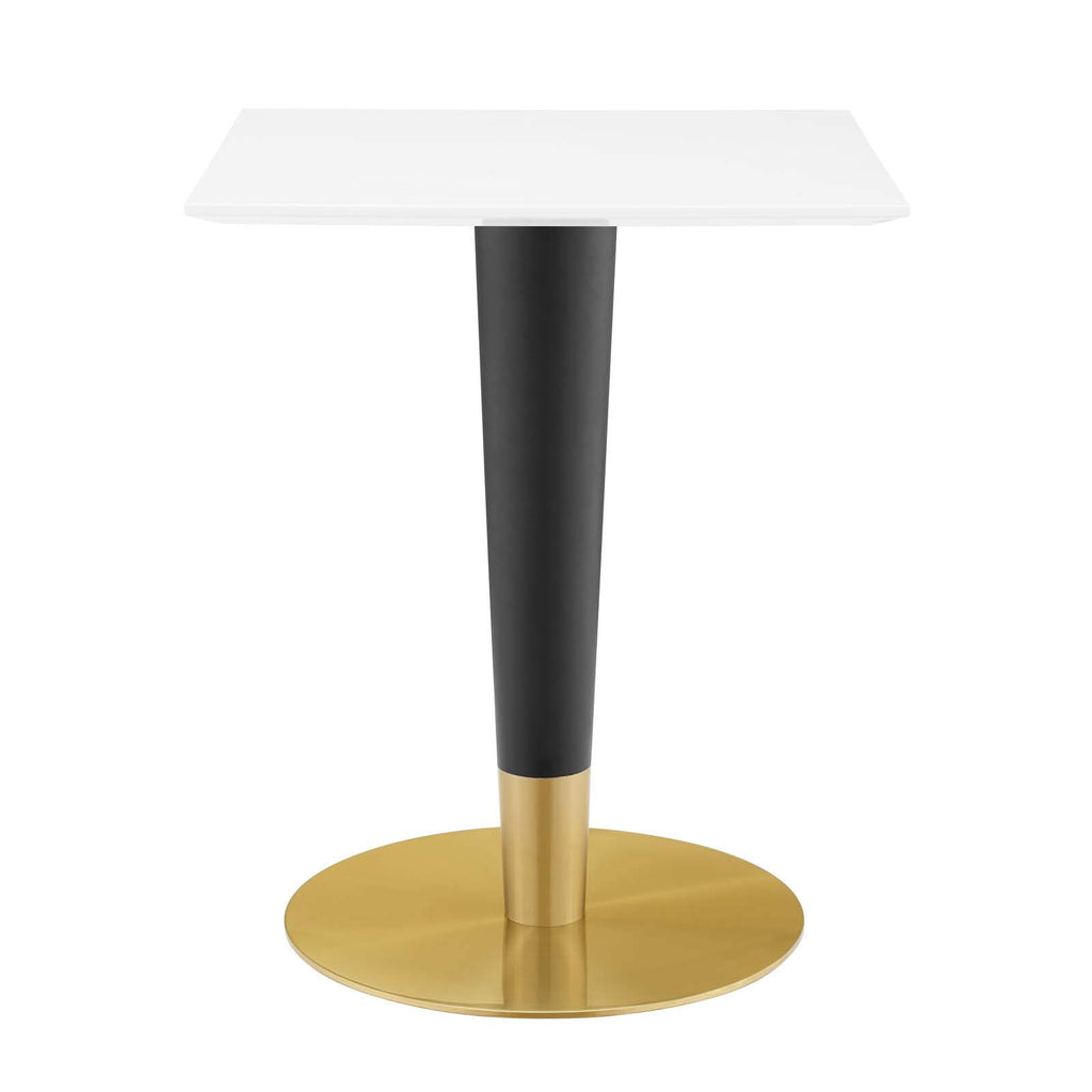 Modway EEI-5118-GLD-WHI Zinque 24" Square Dining Table, Gold White