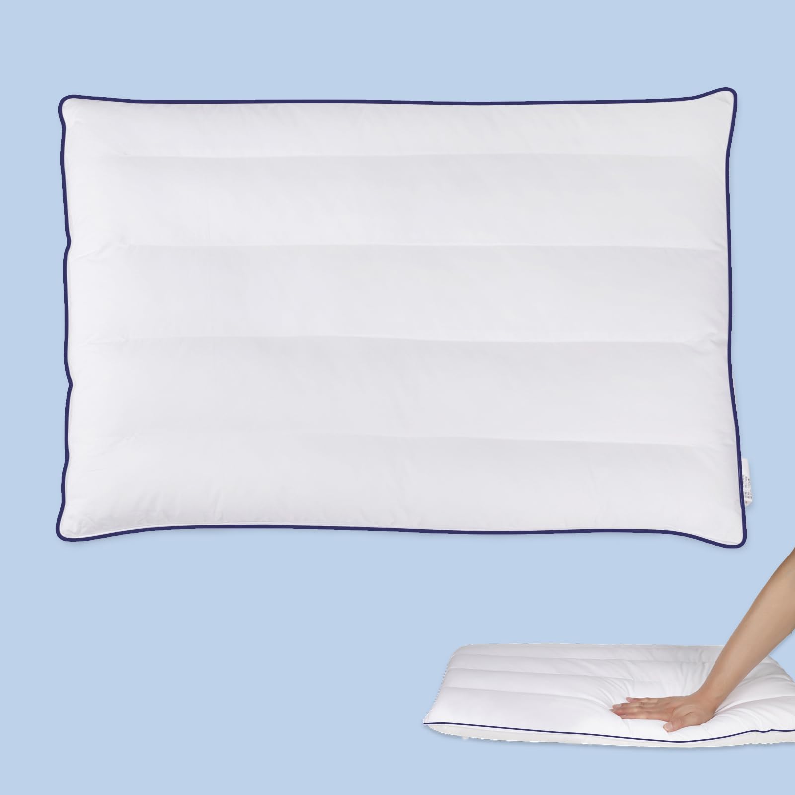 Fouxtel Flat Pillows For Sleeping Thin, 3' Ultra Thin Pillow, Slim Bed Pillows For Stomach And Back Sleepers, Standard Size -18