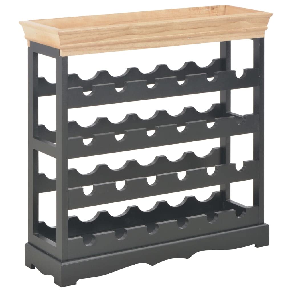 vidaXL Black-Brown MDF Wine Cabinet with Shelf Storage, Scandinavian Farmhouse Style, Suitable for Living Room and Dining Room, 