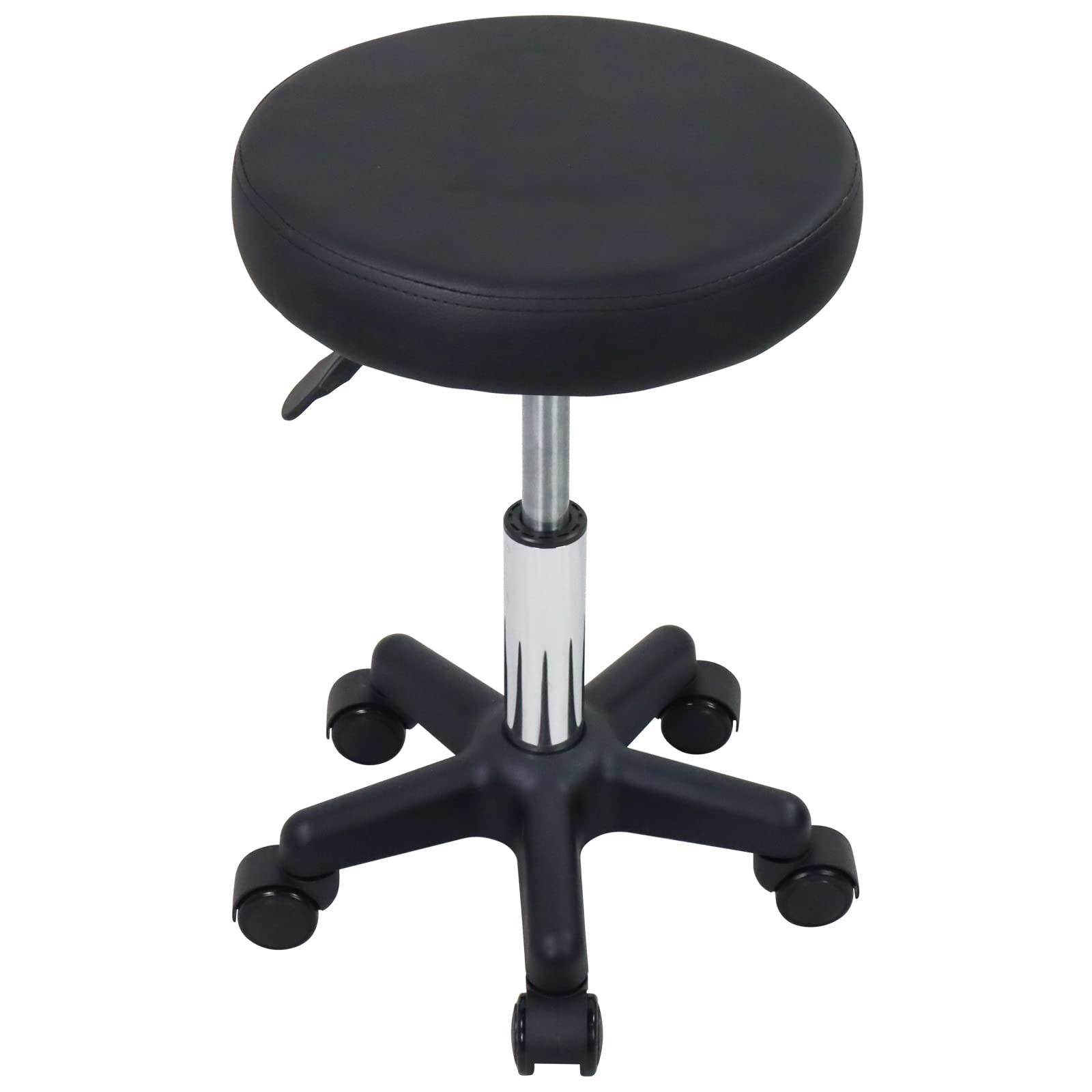 FURWOO Round Rolling Stool Height Adjustable Stool with Wheels for Spa Salon Massage Black