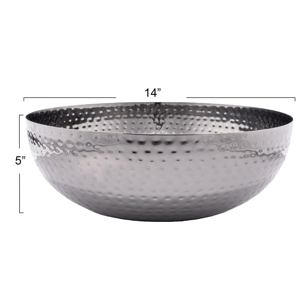 Creative Co-Op Metal Bowl, Oxidized Silver