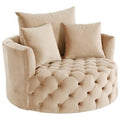 Acme Zunyas Tufted Velvet Upholstery Accent Chair with Swivel Seat in Beige