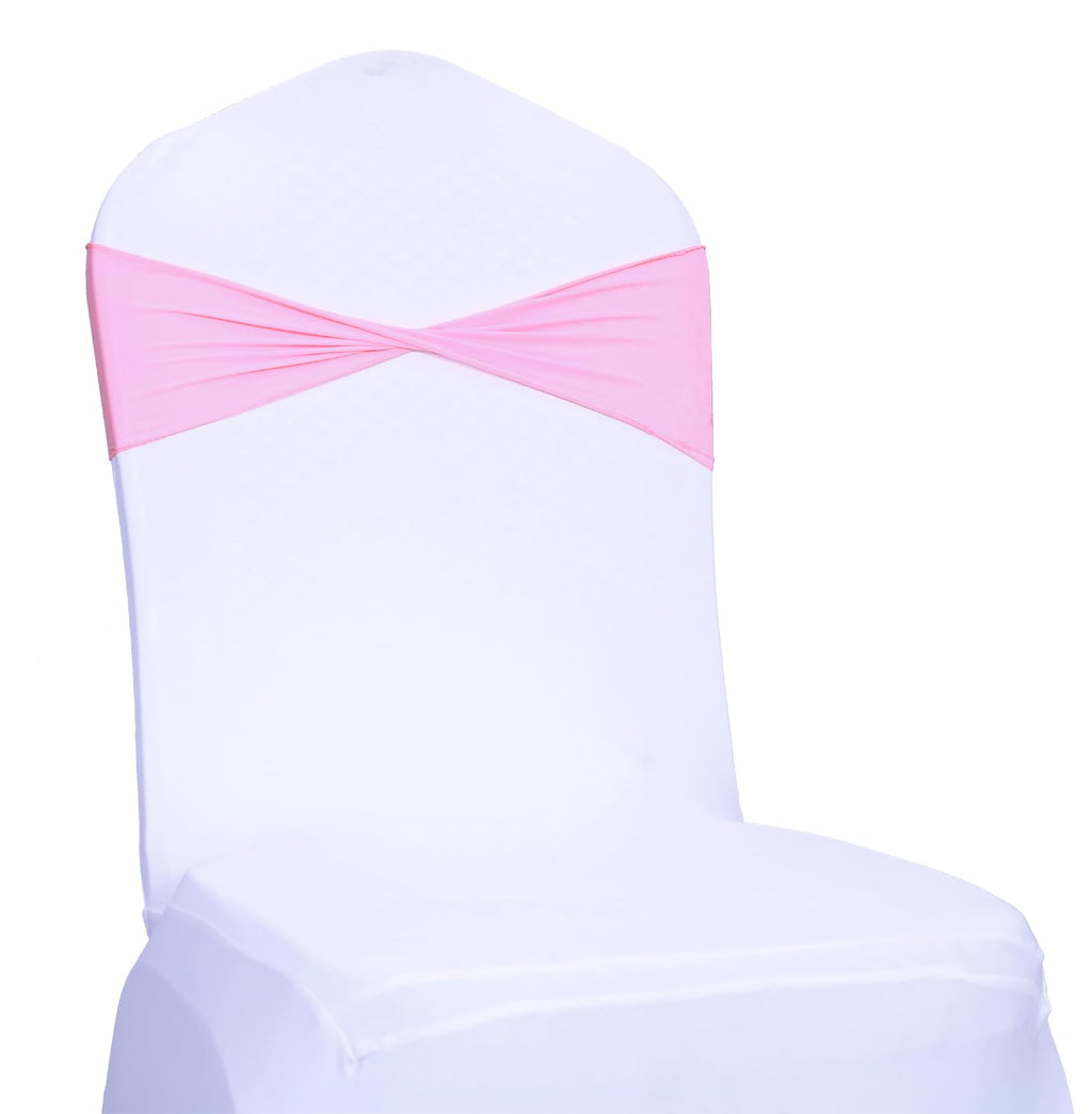Mds Pack Of 50 Spandex Chair Sashes Bow Sash Elastic Chair Bands Ties Without Buckle For Wedding And Events Decoration Spandex Slider Sashes Bow - Pink