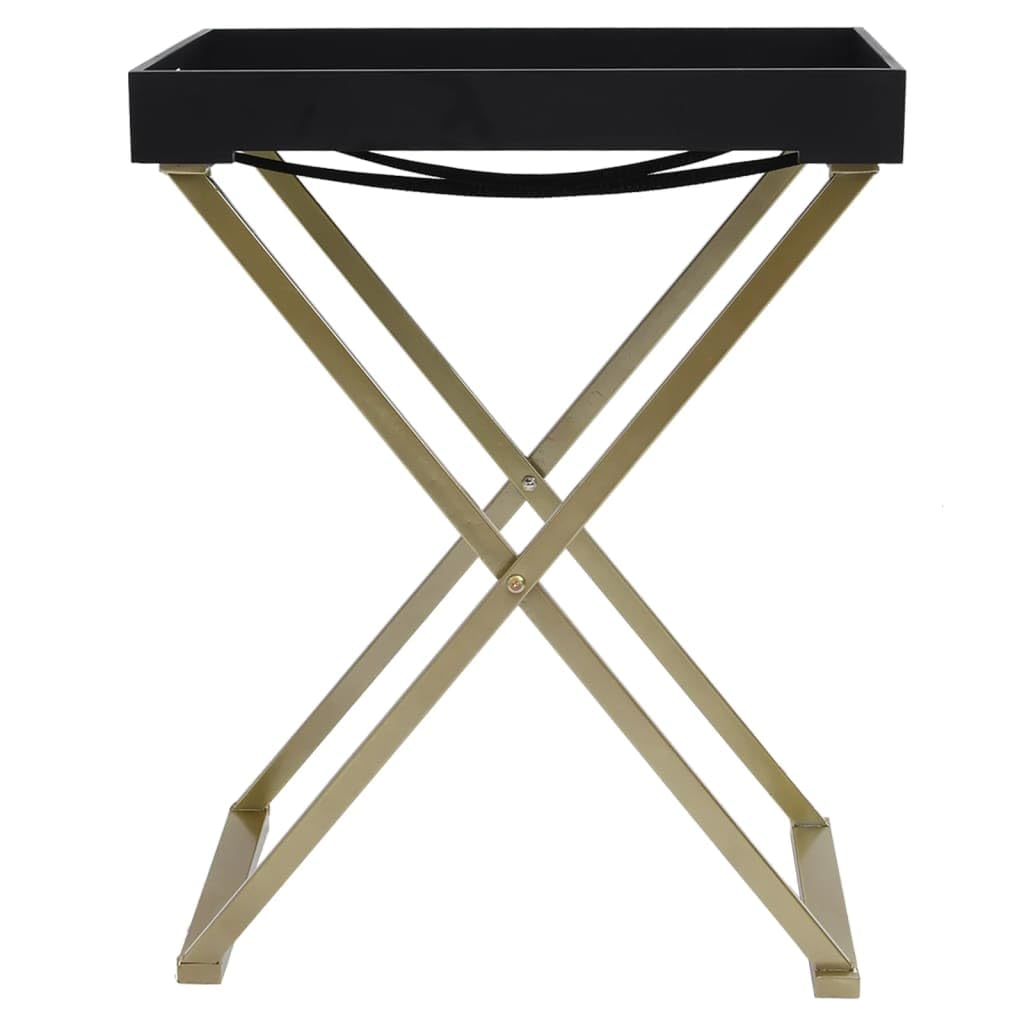 vidaXL Folding Table Accent Foldable Table with Iron Frame Gold and Black MDF