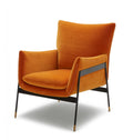 HomeRoots Velvet Solid Color Flared Arms Wingback Chair Metal Black Legs