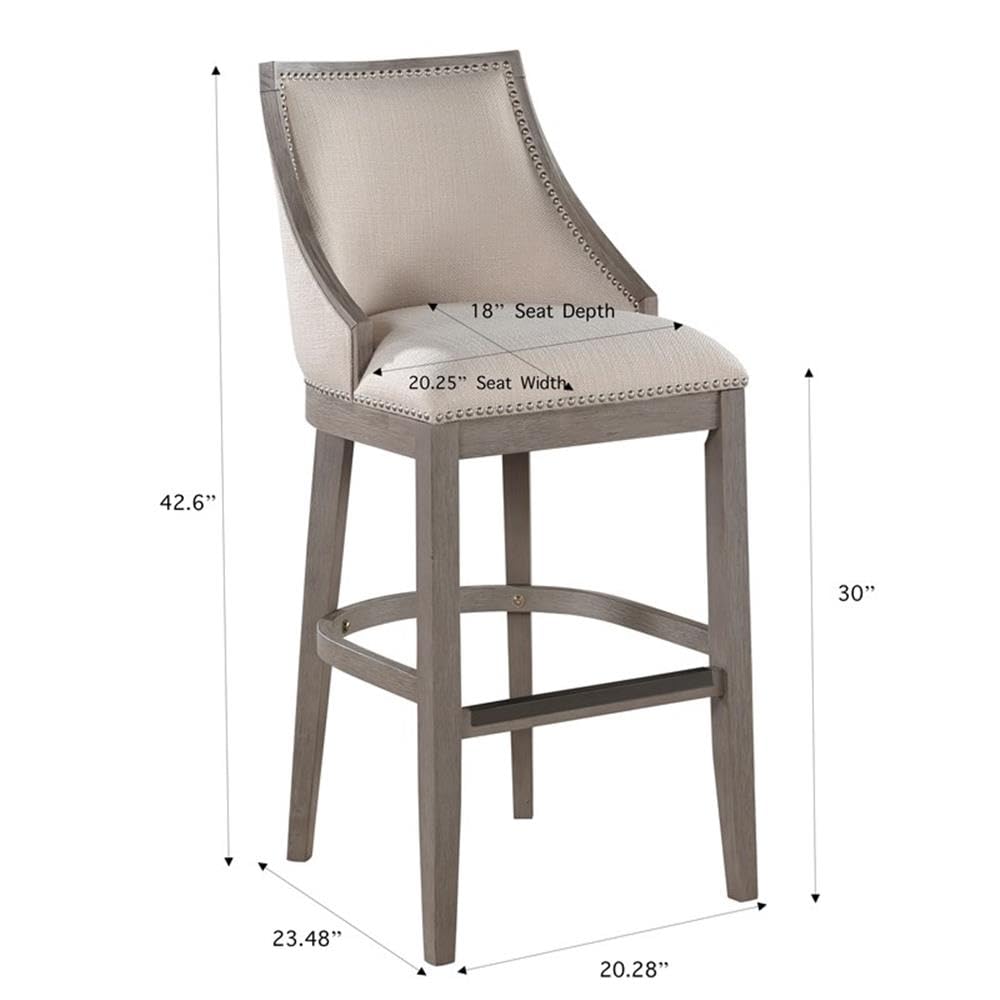 American Woodcrafters Paighton Solid Wood Driftwood Gray Finish Wood 30-inch Seat Height Bar Stool