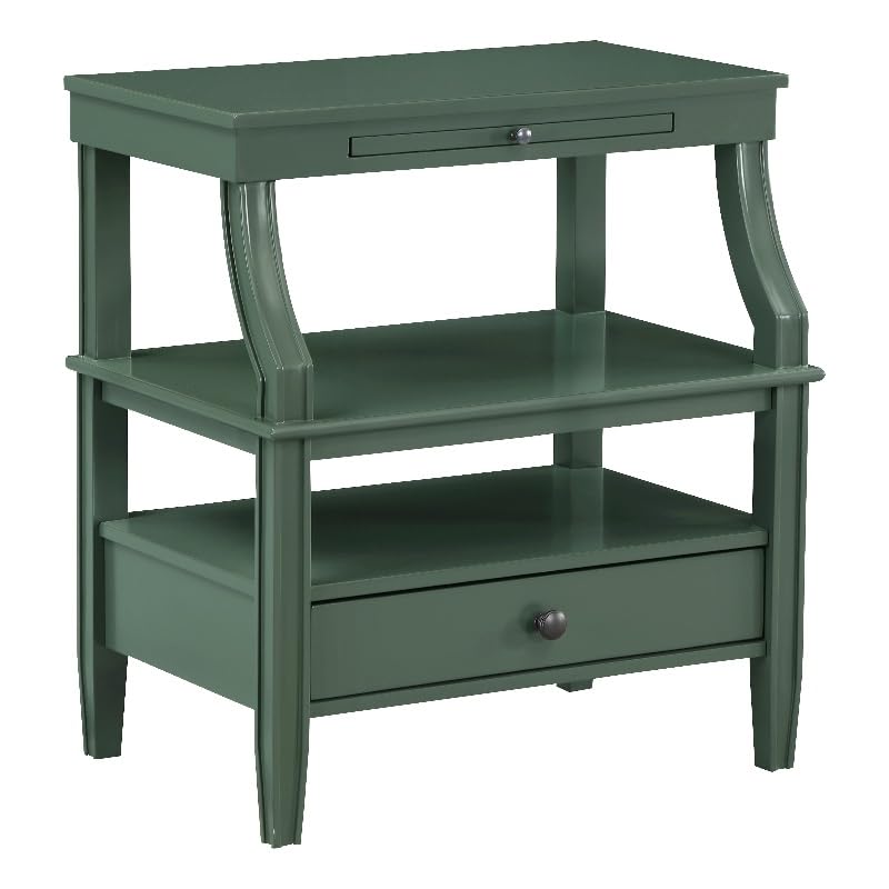 Comfort Pointe Newton Vintage Green Wood 1Drawer Storage Nightstand
