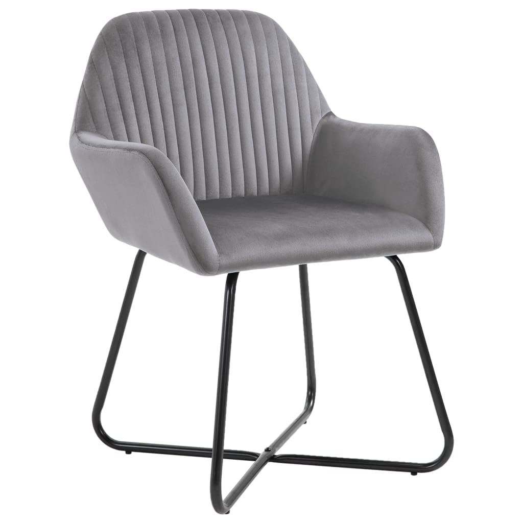 vidaXL Dining Chairs 6 Pcs, Accent Arm Chair with Metal Legs, Upholstered Dining Room Chair for Living Room, Modern Style, Gray Velvet