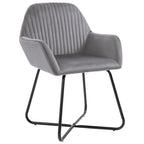 vidaXL Dining Chairs 6 Pcs, Accent Arm Chair with Metal Legs, Upholstered Dining Room Chair for Living Room, Modern Style, Gray Velvet