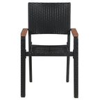 vidaXL 7 Piece Outdoor Dining Set | Black Patio Furniture | Table and Chairs | PE Rattan | Solid Acacia Wood | Powder-Coated Steel Frame | Smooth Glass Tabletop