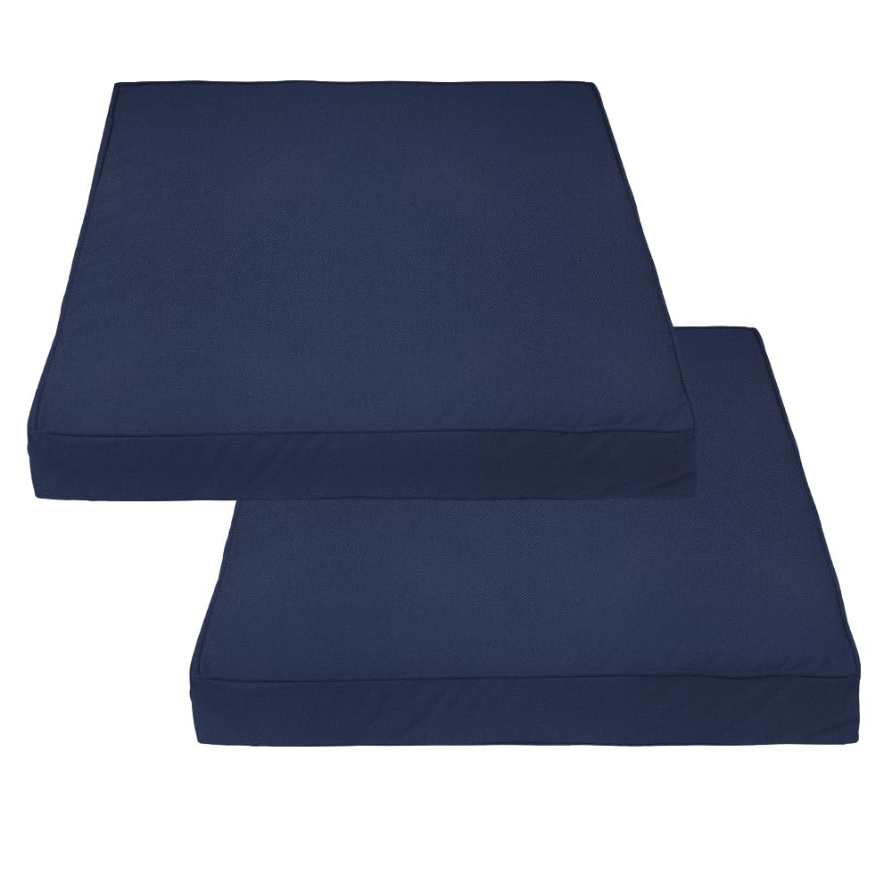 Covers & All Square Outdoor Cushion Covers For Patio Furniture Sets, Water, Tear & Uv Resistant Polyester Cushion Slipcover With Zippers (Pack Of 2) (20' L X 20' W X 4' Thick, Navy Blue)