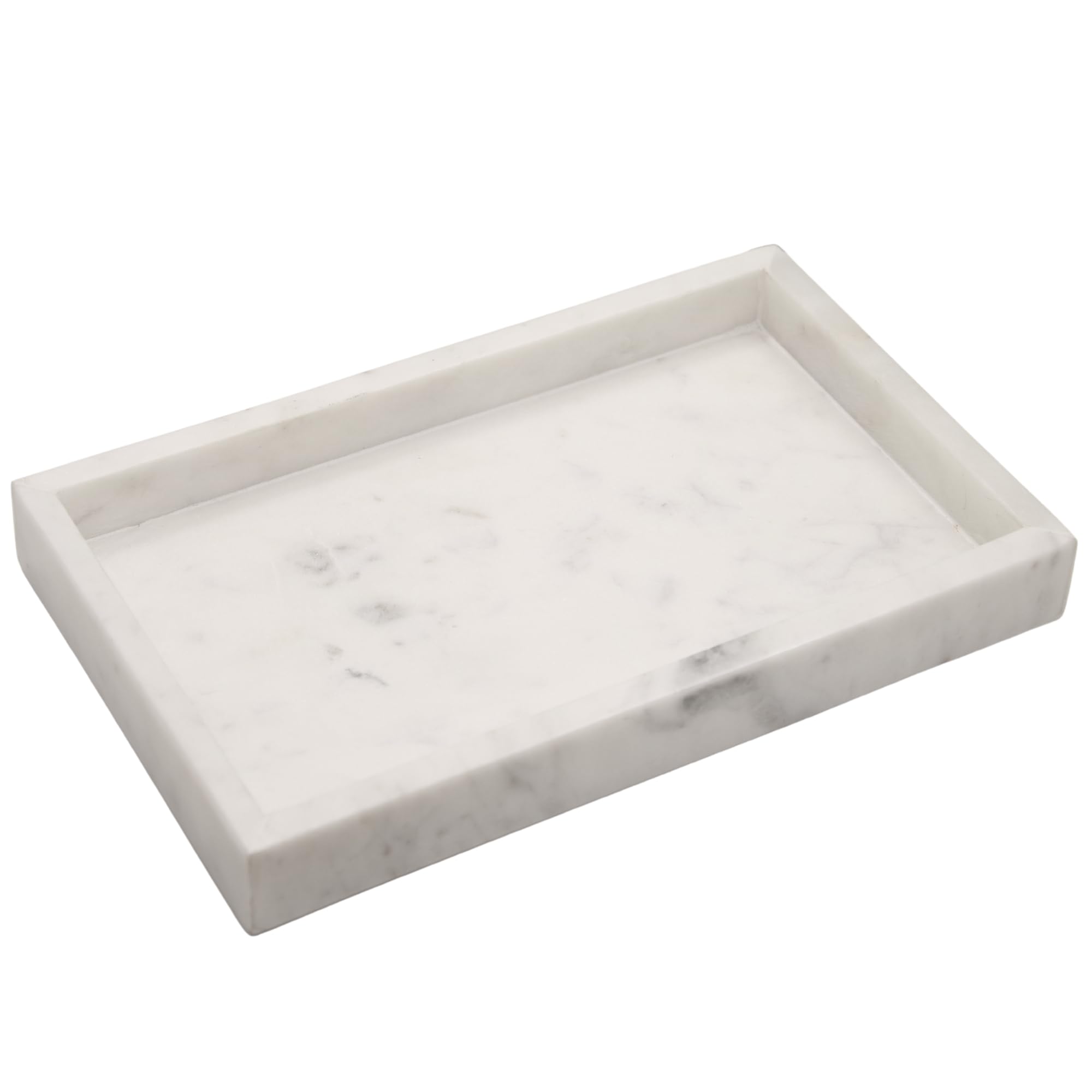 KC KULLICRAFT Natural Marble Tray for Desktop | Kitchen | Vanity | Bathroom, Stone Organizer for Coffee Table, Plate, Dresser, N