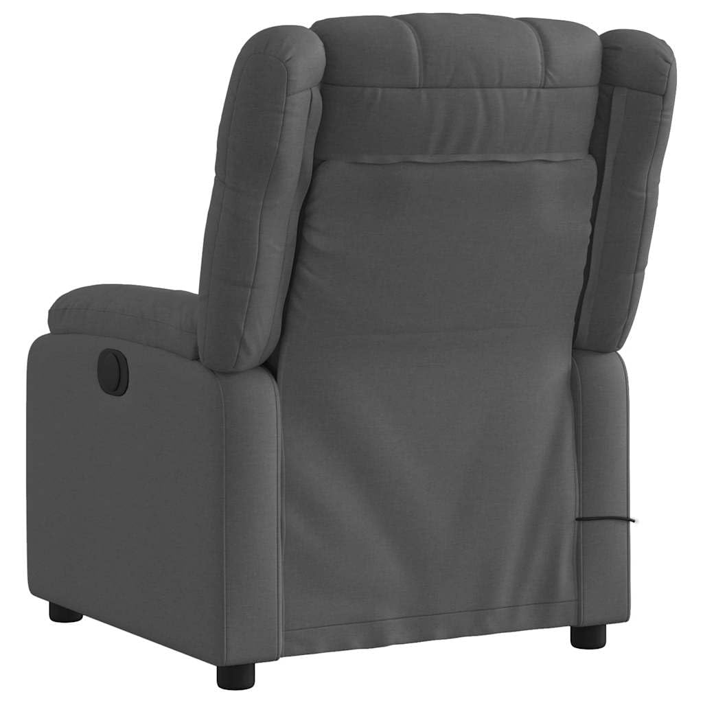 vidaXL Massage Recliner Chair for Living Room, Adjustable Recliner with 6-Point Vibration Massage, Home Theater Seating with Padded Seat Backrest & Side Pocket, Dark Grey Fabric