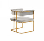 HomeRoots Grey Fabric, Metal Gray Gold Modern Dining Chair