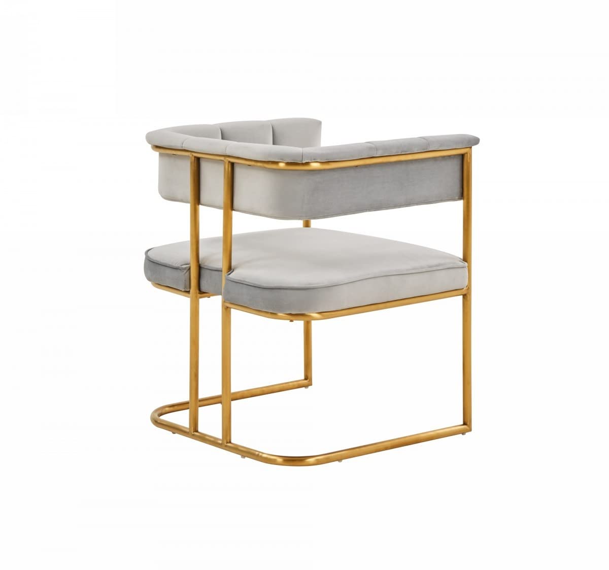 HomeRoots Grey Fabric, Metal Gray Gold Modern Dining Chair