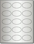 1 7/16 X 2 3/8 Oval Silver Foil Labels For Laser Printers - 10 Sheets / 150 Labels