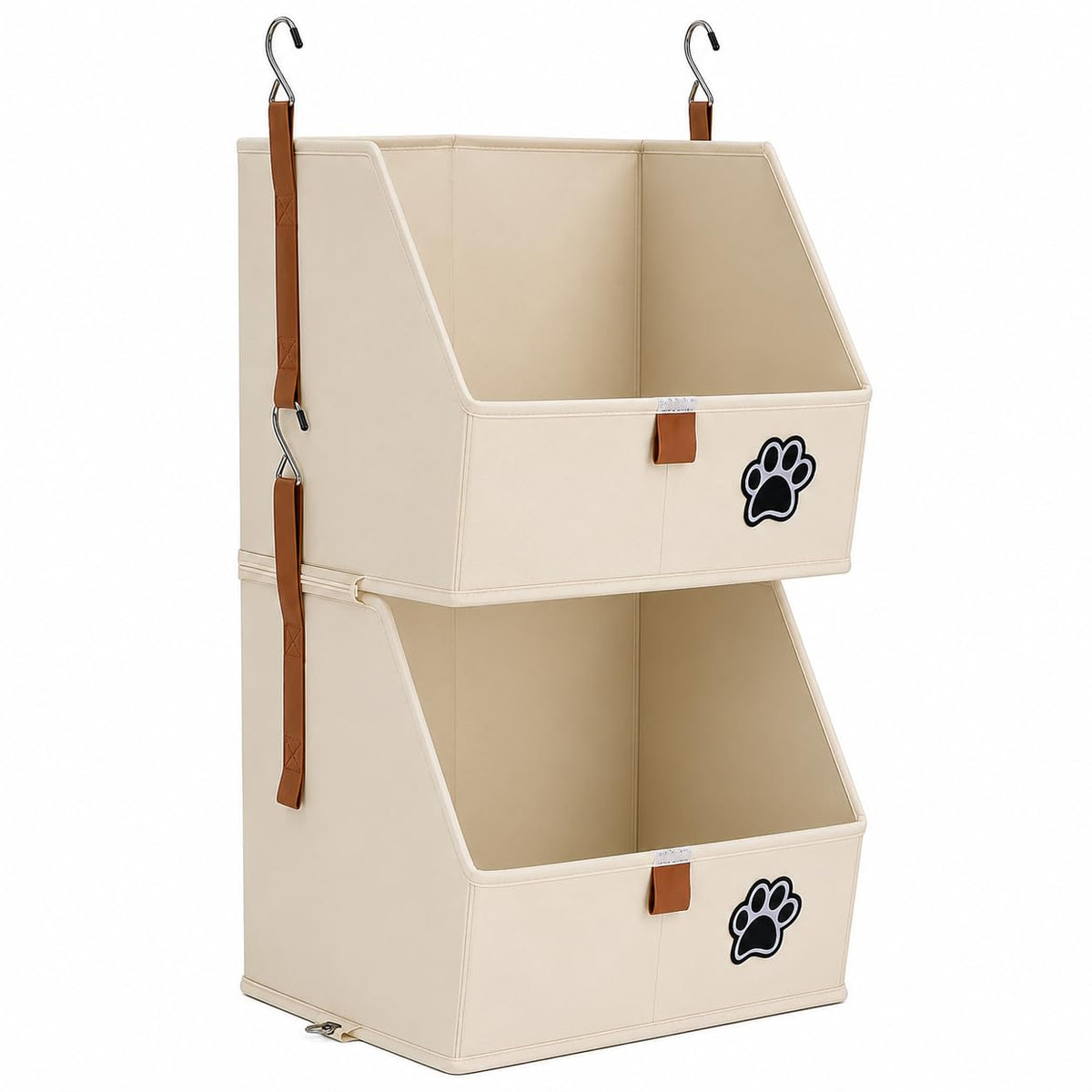Brabtod 2Tier Dog Shelves Storage Organizer, Dog Toy Basket, Hanging Closet Organizer for Pet, Fabric Storage Bins Dog Cabinet,