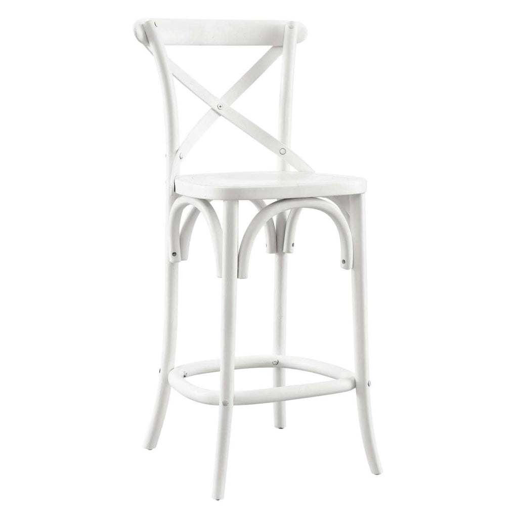 Modway Gear X-Back Wood Counter Bar Stool In White