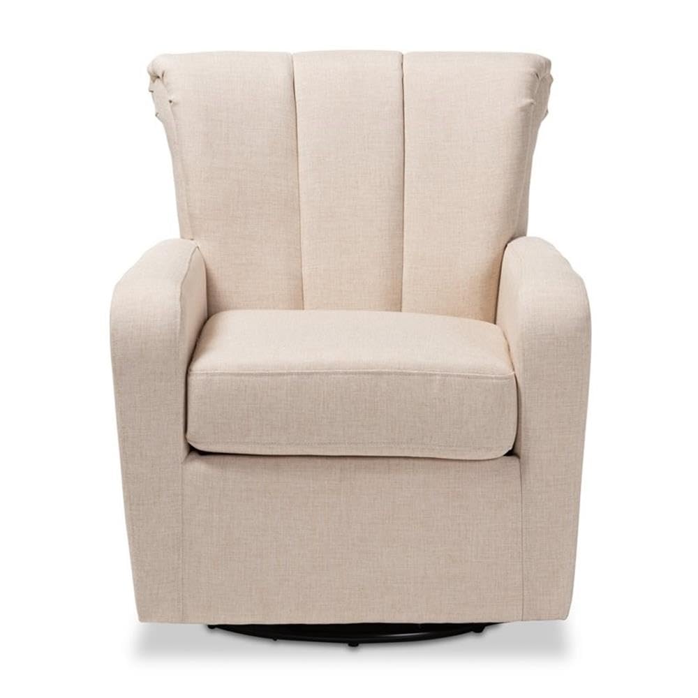 Baxton Studio Rayner Modern And Contemporary Beige Fabric Upholstered Swivel Chair
