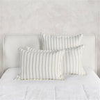 Kosas Home Kingston 26X26 Stripe Linen And Solid Cotton Euro Sham In Ivory